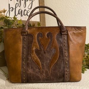 Brown Hairon Leather Bag ~ Corral